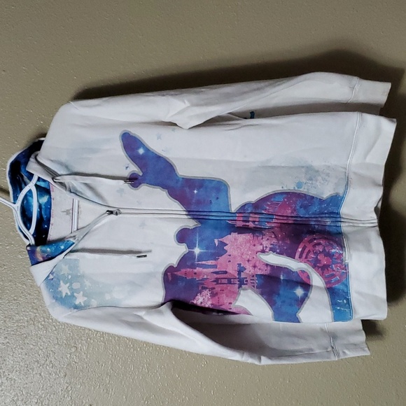 Disney Jackets & Blazers - Disneyland Resort 2017 Sz Large Zip Up Hoodie White Stretch Cotton Mickey Mouse